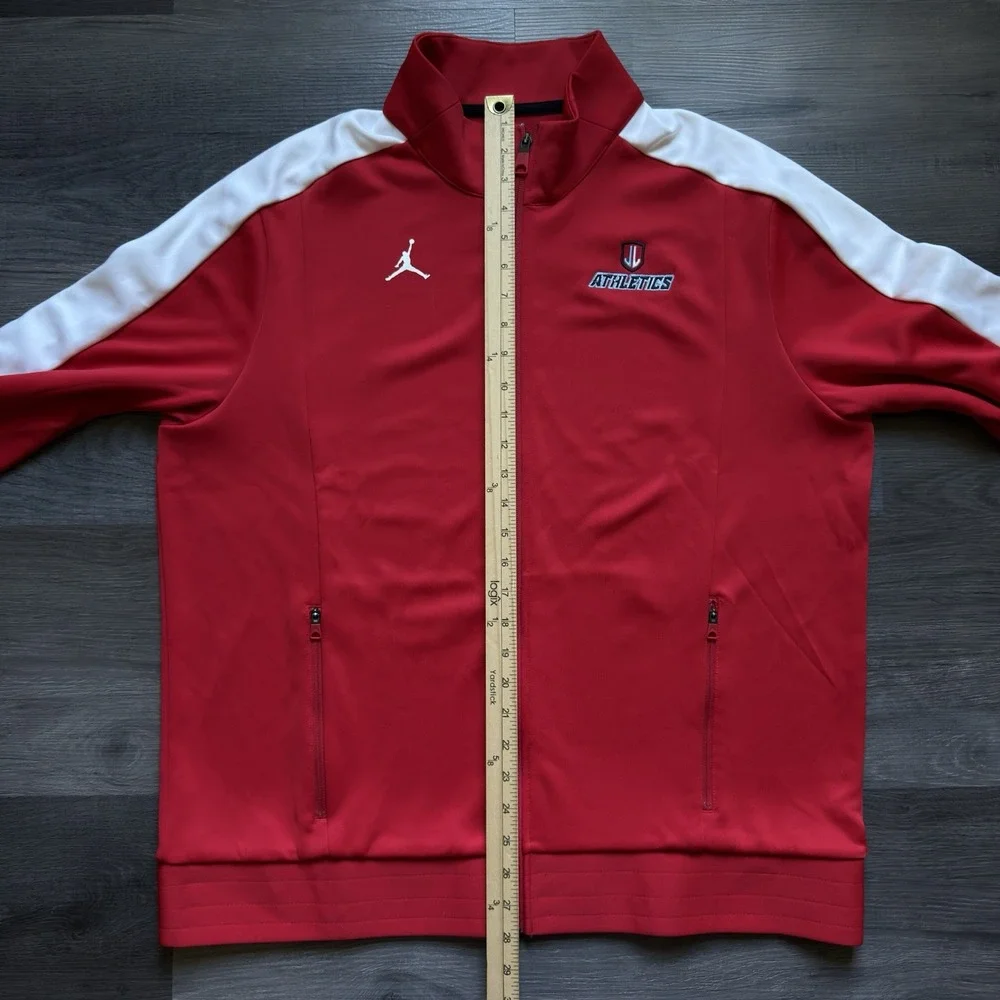Air Jordan Full Zip Track Jacket Stripe Mens XL Red White Warmup DRI-FIT Pockets